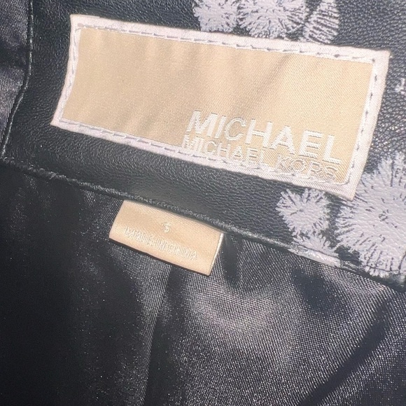 Micheal Kors Faux Leather Floral Jacket-Black&White - Picture 9 of 11